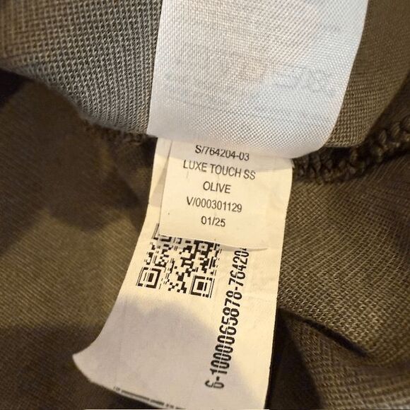 Banana Republic Luxe Touch Polo Shirt Olive Herringbone Print Size Small - Picture 6 of 9